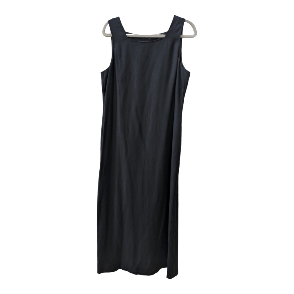 Melissa Harper linen blend black sleeveless summer maxi dress - Picture 3 of 4